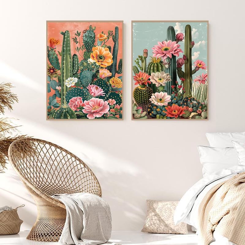 2 Pack Paint by Numbers Kit for Adults Framed Canvas, with Wooden Easel - color: YH05339