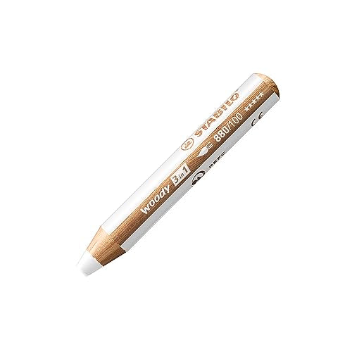 STABILO Multi-talented Pencil woody 3-in-1 - Single Pencil - White - color: White, size: 1 Count (Pack of 1)