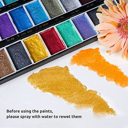 Paul Rubens Watercolor Paint Set, 36 Classical Glittery Colors Solid Paints - color: 36 glitter colors