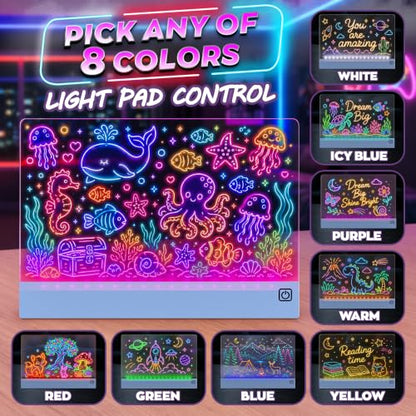 16-Inch LED Drawing Board Rechargeable; Fun Birthday Gift - color: Blue