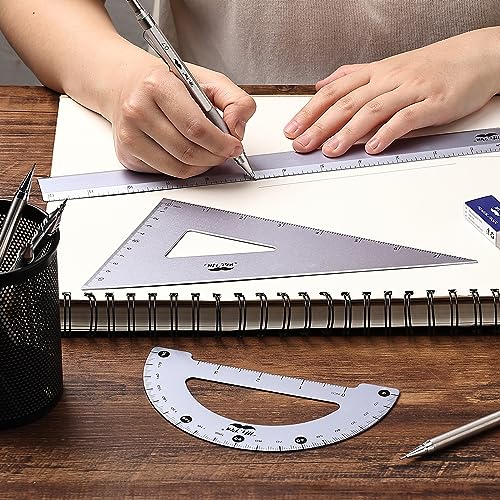 Mr. Pen- Metal Geometry Kit, 4 Pack, 45° & 30°/60° Set Squares - color: Periwinkle Gray