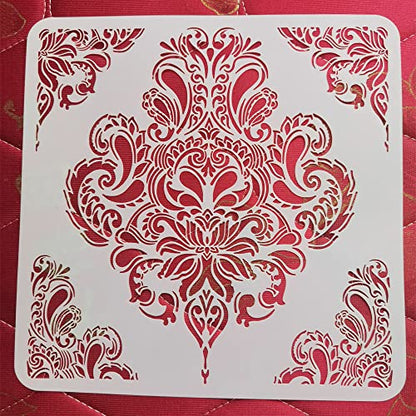 Floral Stencil 12x12 Inch, Large Reusable Stencil for DIY Crafts - style: FLB