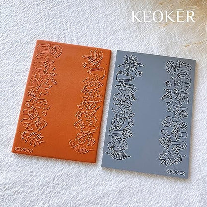 Keoker Polymer Clay Texture mats, Clay Texture Mat for Making Earrings Jewerly, Polymer Clay Earrings Tools (Fall Texture Sheet 2) - color: Fall texture sheet 2