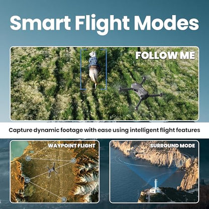 DCX EZ Pro Drones with Camera for Adults 4K, Obstacle Avoidance, GPS Auto Return Home, Beginner-friendly, 3-axis Gimbal, Follow Me Mode, Long Flight Time, FAA Remote ID
