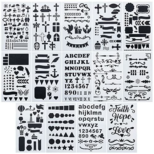 Mr. Pen- Bible Journaling Stencil Set, 4.2 x 7 Inch, 14 Sheets - style: Bible Journaling Stencil