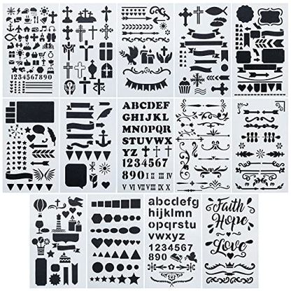 Mr. Pen- Bible Journaling Stencil Set, 4.2 x 7 Inch, 14 Sheets - style: Bible Journaling Stencil