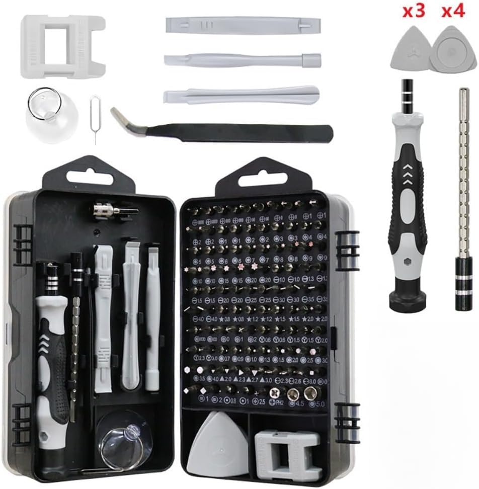 115-in-1 Precision Computer Screwdriver Kit, Laptop Screwdriver Sets with 98 Magnetic Drill Bits, Computer Accessories, Electronics Tool Kit Compatible for Tablet, PC, Phone, PS4 Repair - color: Gray1