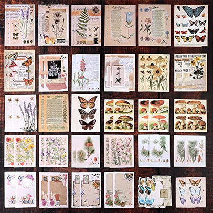 Draupnir 200pcs Vintage Junk Journal Supplies,Scrapbook Supplies Scrapbooking Paper and Stickers Ephemera For Art Aesthetic Journaling Kit Collage(Nature) - style: Nature