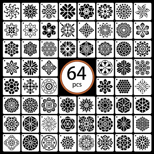 Mandala Stencils for Painting, 64 Pcs 3 Inch for Rocks Cards Crafts - color: Mandala
