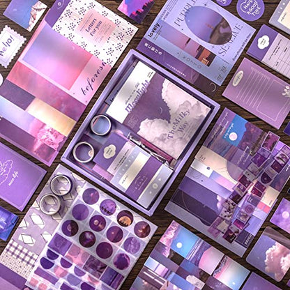 Scrapbooking Supplies Kit, Aesthetic Junk Journal Supplies, Scrapbook Kit - color: Moonlight