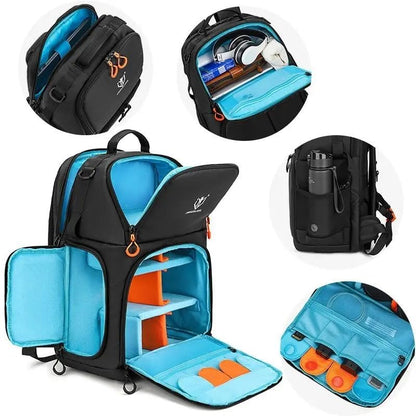 Camera Backpack, Large Capacity Outdoor DSLR Backpack, Compatible with 15.6-Inch Laptops, Green - color: 9013-green
