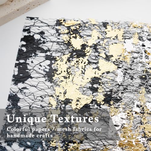 Colorful Textured Fabric Paper(gilded mesh, Close to A5 size) - color: gilded mesh