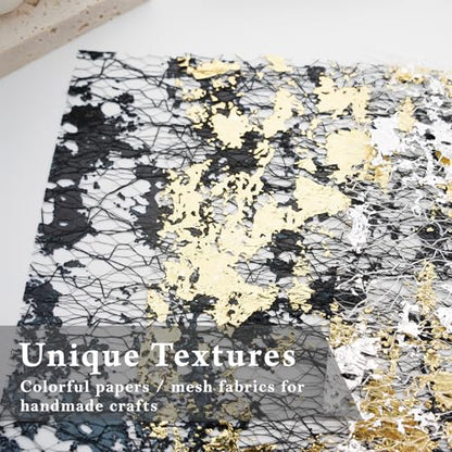 Colorful Textured Fabric Paper(gilded mesh, Close to A5 size) - color: gilded mesh