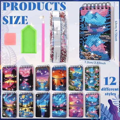 Fuyoooo 12 Pcs Starry Sky Theme Diamond Art Notebook, 4.72 x 2.83 Inch - style: Starry Sky