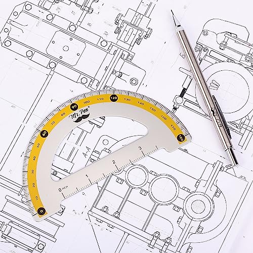 Mr. Pen- Metal Geometry Kit, 4 Pack, 45° & 30°/60° Set Squares - color: Yellow Stripes