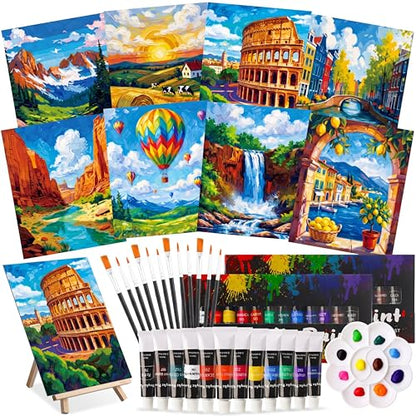 Cholemy 36 Pcs Paint and Sip Kit Gift for Adults 8''x10'',Natural Scenery - style: Natural Scenery