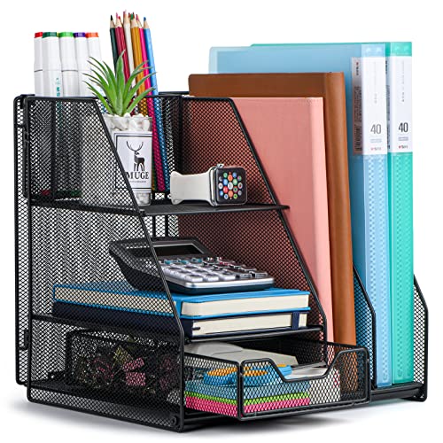 Topwey Desk Organizers and Acceessories for Office School Study - color: dark black