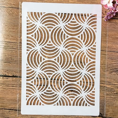TIAMECH A4 Reusable Wavy Lines Geometric Stencil for Painting - style: Geometry Wavy Lines