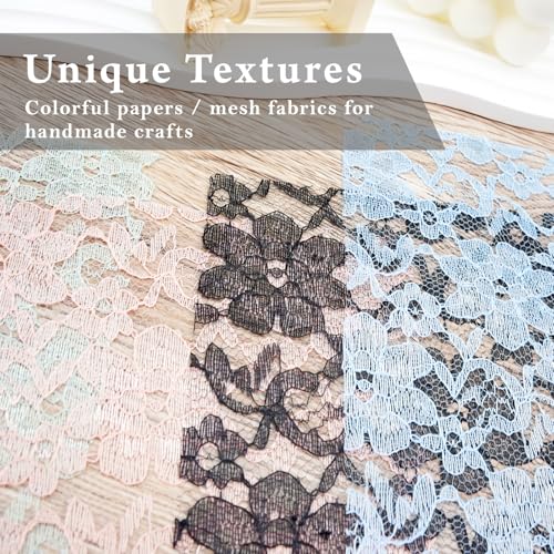 Colorful Textured Fabric Paper(lace mesh, Close to A5 size) - color: lace mesh