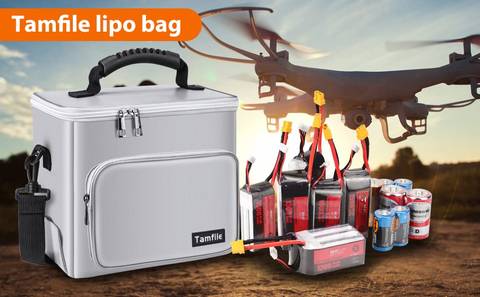 Tamfile Fireproof Lipo Battery Bag, 4200°F Explosionproof Lipo Safe, Silver - color: Silver