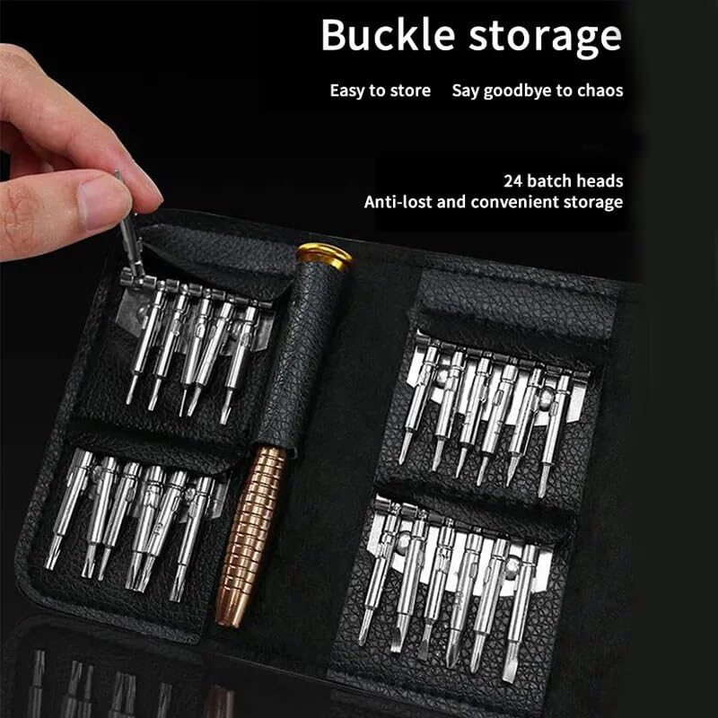 Precision Screwdrivers, 25-1 Repair Kit, Screwdriver Set with Leather Case, Professional Opening Tools for Mobile Laptop Glasses, Star/Y-type/Flat-blade/Triangle Screwdrivers