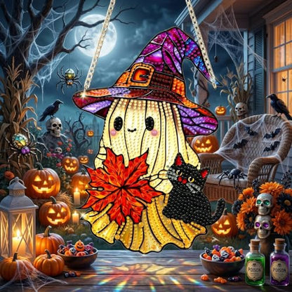 Ghost Hanging Diamond Art Kits for Adults, Diamond Painting Suncatchers - color: Fall Ghost