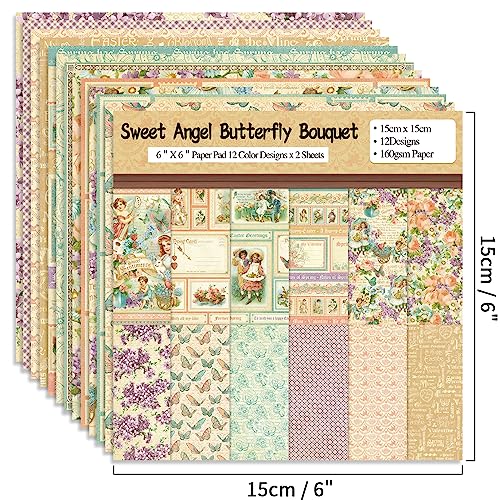 6x6" Cardstock Single Sided Scrapbooking,Craft Decorative Scrap Book Paper - color: 24sheets-angel