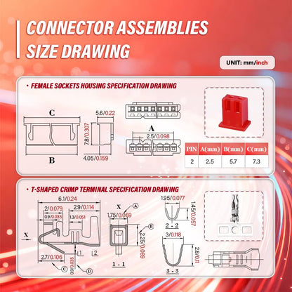 CQRobot JST Red XH 2.54mm Pitch 2-Pin Electronic Computer Connector Adapter - size: 2P, style: XH-R