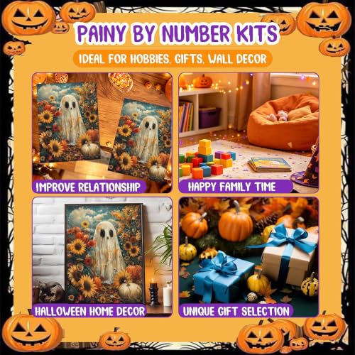 Paint by Numbers for Adults Ghosts, Halloween Paint by Number on Canvas - color: MT23076
