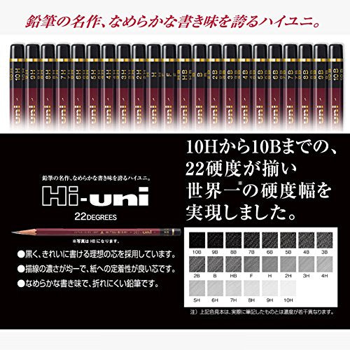 Uni Wooden Pencil, 10H, Box of 12 (HU10H) - style: 10H