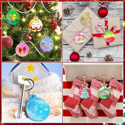 FEBSNOW 8Pcs Christmas Ornaments Molds, Silicone Resin Molds for Crafts