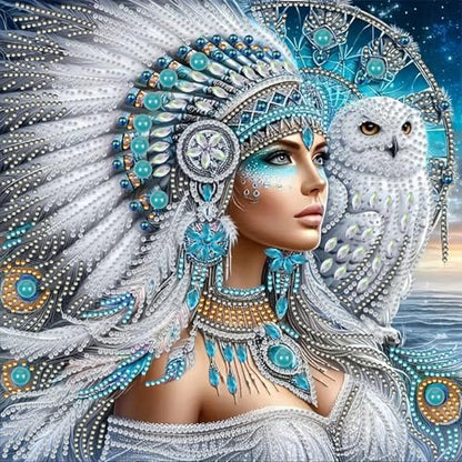 5D Special Shape Diamond Art Kits for Adults Beginners for Native Indian - color: Indian