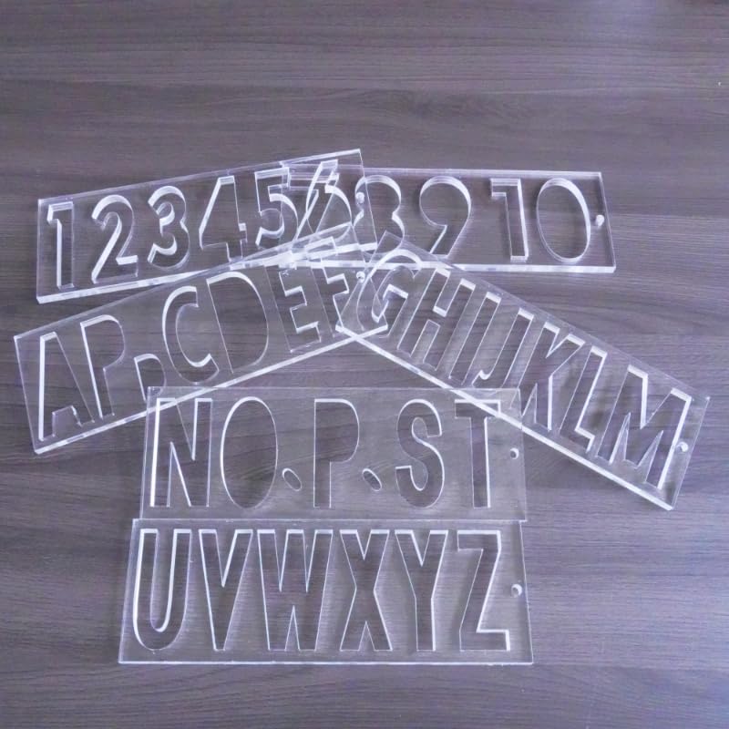 Uppercase Letter and Number Router Template for Woodworking 1/4'' Thick DIY Sign Making Clear Plastic Acrylic Inlay Templates Set