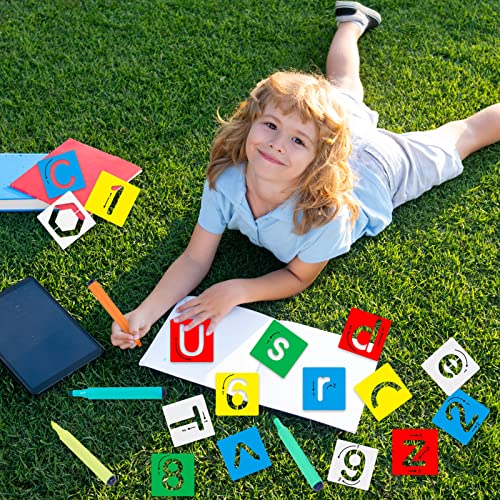 72 Pcs Preschool Letters Stencils and Number Stencils Set, 2.4 Inch