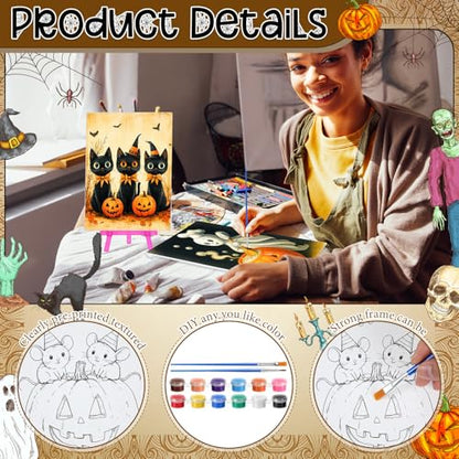 Blosssound 24 Set Halloween Pre Drawn Canvas 5x7'' with Easel - style: Halloween