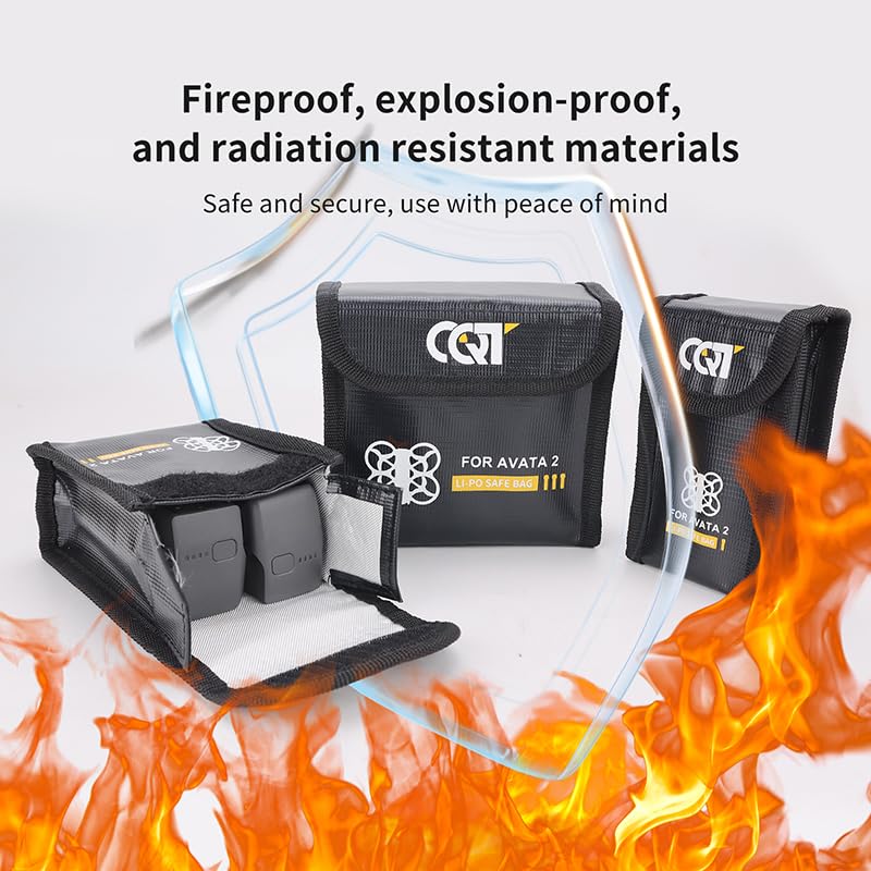Drone Battery Storage Bag For DJI Avata 2,Explosion Proof Bag Battery Fire Safety Flame Retardant Protective Storage Bag (M) - color: M