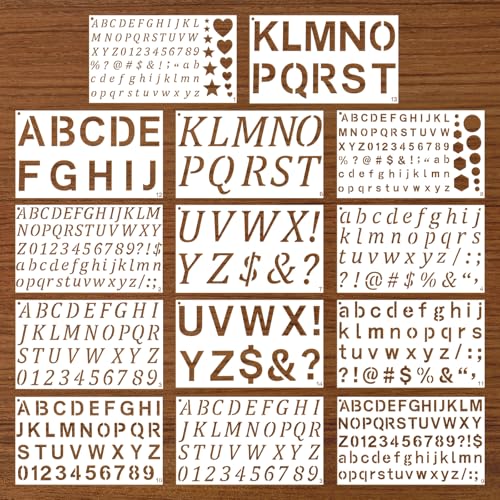 1/2, 3/4, 1, 2 Inch Letter Stencils for Painting 14 Pack Number Stencils