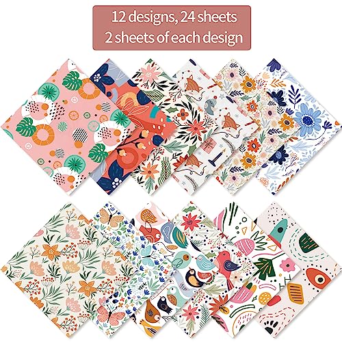 6x6" Cardstock Single Sided Scrapbooking,Craft Decorative Scrap Book Paper - color: 24sheets-flower bird