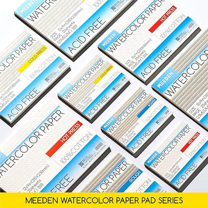 MEEDEN Cotton Watercolor Paper Block: 5" x 7" Cold Pressed of 20 Sheets - color: Cold Press, size: 5×7"