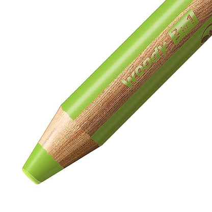 STABILO Multi-Talented Pencil woody 3 in 1 - Pack of 5 - Leaf Green - color: Leaf Green