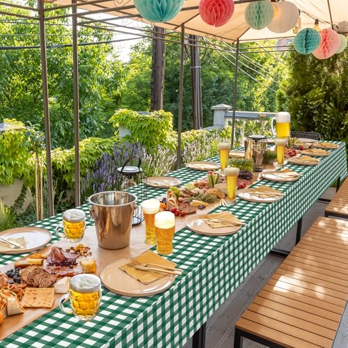 3Pcs Dark Green Gingham Tablecloths, Checkered Party Table Covers 54x108 In - color: Dark Green