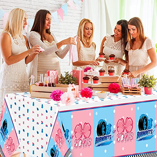 Burnouts or Bows Gender Reveal Party Tablecloths - color: Burnout Bow