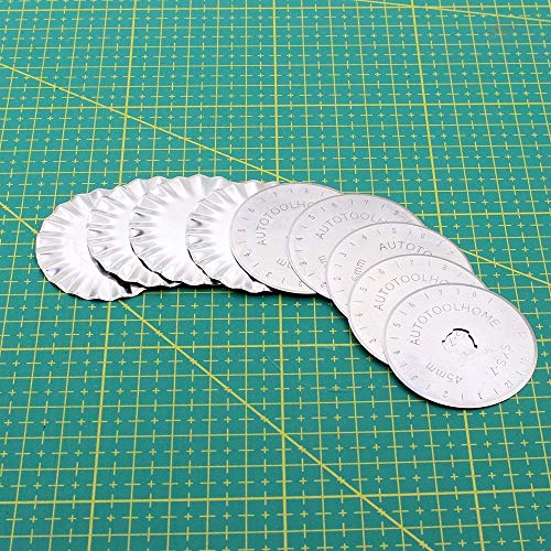 AUTOTOOLHOME 45mm Rotary Cutter for Fabric w/10 Pack Pinking Rotary Blades
