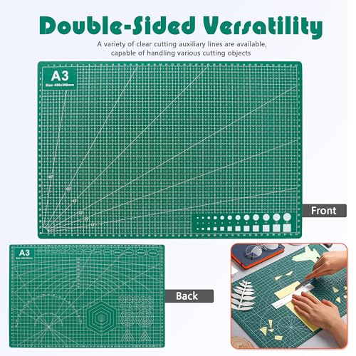 2 Packs A3 Cutting Mats, 12" x 18" Rotary Cutting Mat - size: A3 (2 PCS): 12 inches x 18 inches