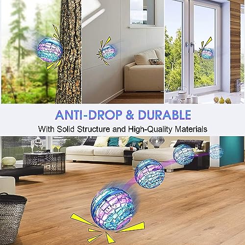 ATHLERIA 2 Pcs Flying Orb Ball Toys(Blue+Pink) Soaring Hover Boomerang Spinner Hand Controlled Mini Drone for Kids Adults Outdoor Indoor