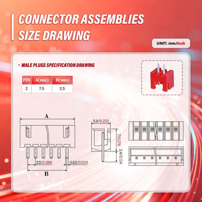 CQRobot JST Red XH 2.54mm Pitch 2-Pin Electronic Computer Connector Adapter - size: 2P, style: XH-R
