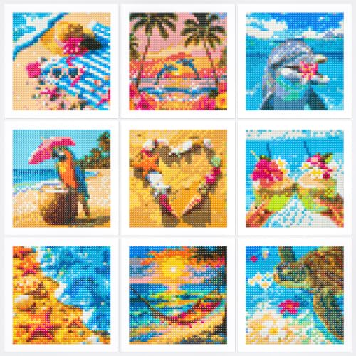 LuwoArte 9 Pack Summer Beach Diamond Art Kits for Adults Beginners - color: Summer Beach