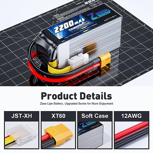 Zeee 6S Lipo Battery 2200mAh 22.2V 120C with XT60 Connector (2 Pack)