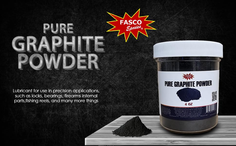 Fasco Epoxies Pure Graphite Powder – 4 oz Jar (Volume), Conductive Filler for Epoxy, Lubrication & Coatings