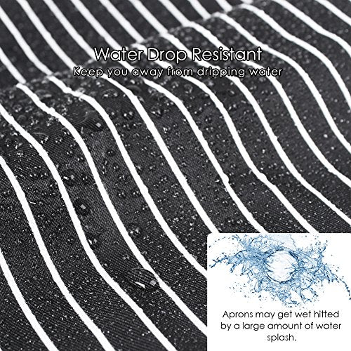 Syntus Apron for Men Women, Adjustable Cooking Kitchen Apron with 2 Pockets - color: Stripe Black Pin, style: 2 Polyester
